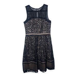 Eliza J Women 8 Lace Fit Flare Cocktail Black Dress Sleeveless Feminine Romantic